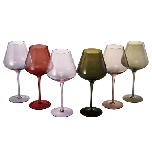 Stagioni Wine Glassware, Set of 6, "Fall Leaves"