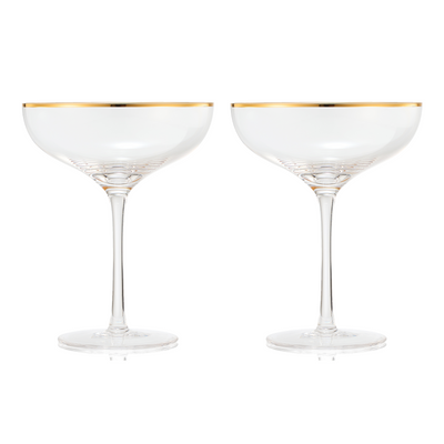 Palazzo Champagne Coupe, Cocktail Glassware, Set of 2, Clear