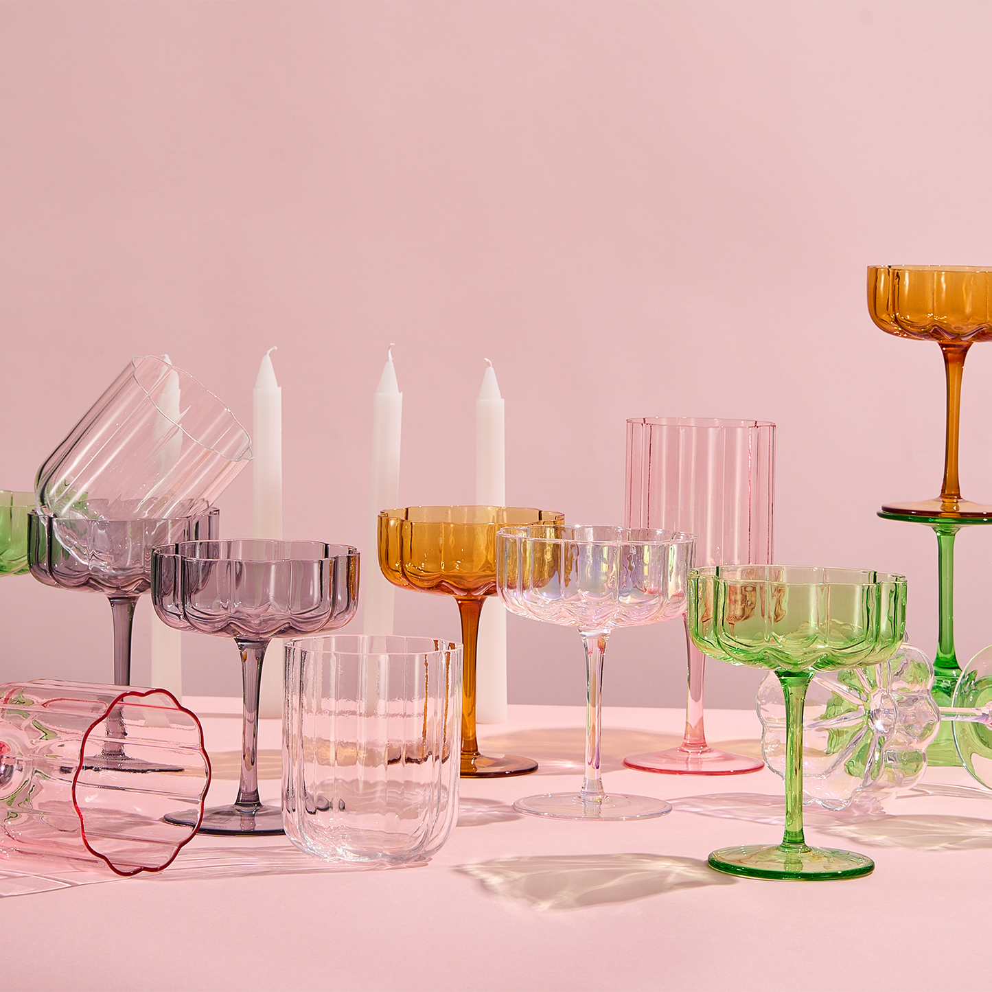 Flower Wave Wine Glassware, Set of 2