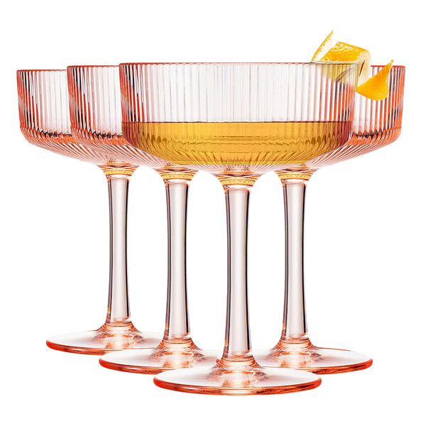 Eze Acrylic Ribbed Champagne Coupe, Cocktail Glassware, Set of 6