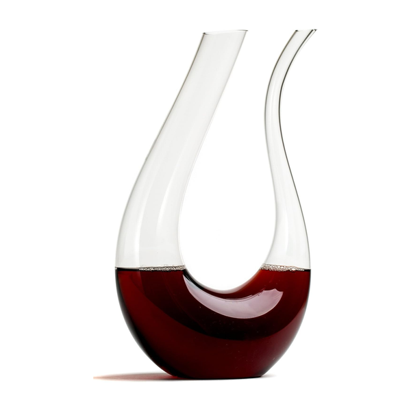 U-Shaped Glass Wine & Aerator- Amadeo Unique Curved Wine Decanters - 25 OZ - Curved Elegant Aerator Carafe - Lead-free Red Wine Decanter Proven to Enhance & Improve Flavor