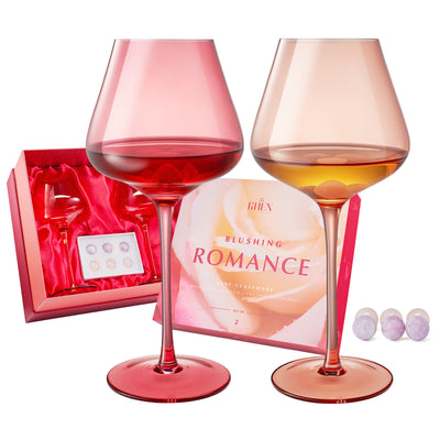 Love Stemmed Wine Glassware & Quartz Stone Chillers Set