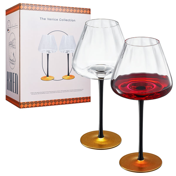 Venice Stemmed Wine Glassware, Set of 2