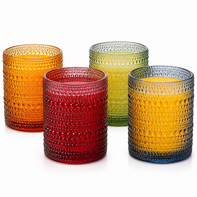Tonal Hobnail Lowball Glassware, Set of 4