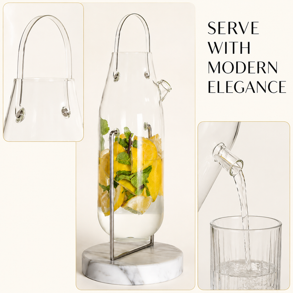 Khen Dossofiorito 42.27 oz Borosilicate Glass Carafe with Marble Stand