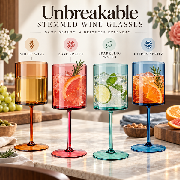 Eze Acrylic Stemmed Wine Glassware, Set of 4