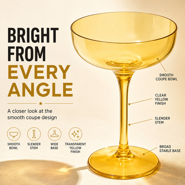 Glasses | Set of 2 | Large Plastic Coupe Glasses 15oz