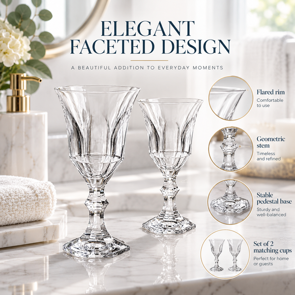 Acrylic Elegant Faceted Stemmed Goblets Set of 2