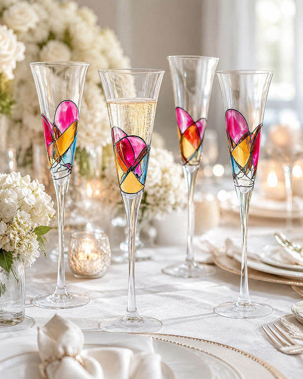 The Wine Savant Artisanal Hand Painted Renaissance Romantic Stained Glass Windows, Stemmed Hand Painted Glassware Gift Idea for Her/Him, Birthday, Housewarming, Gifts (6 OZ)
