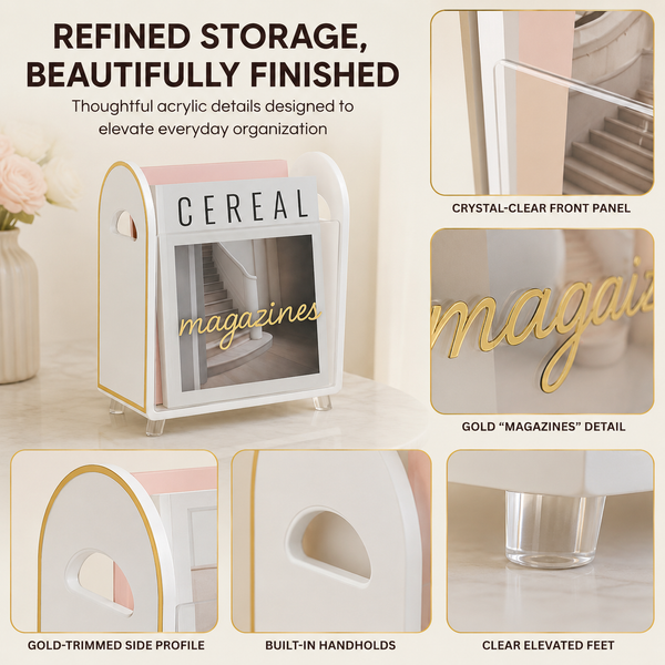 Khen Acrylic Magazine Holder with Gold Trim - 12.40