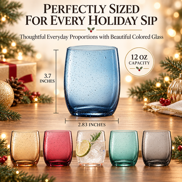 Tonal Recycled Mexican Lowball Tumbler Glassware, Set of 6