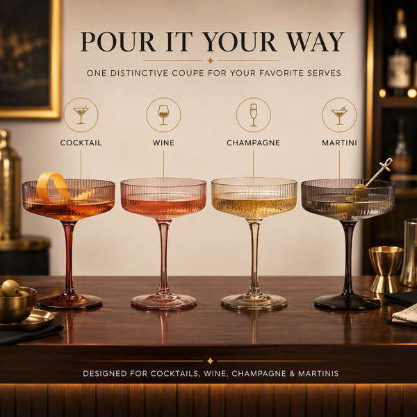 Venus Champagne Coupe Cocktail Glassware, Set of 6
