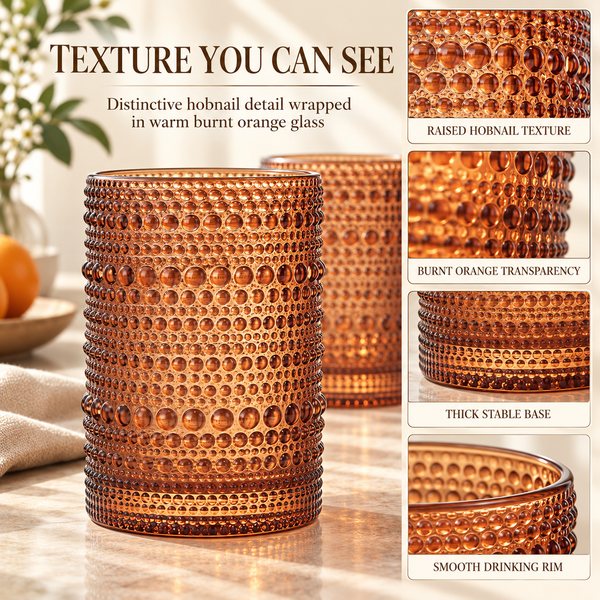 Tonal Hobnail Lowball Glassware, Set of 6
