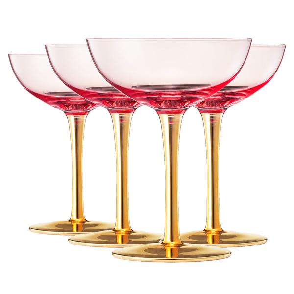 Deco Champagne Coupe Cocktail Glassware, Set of 4