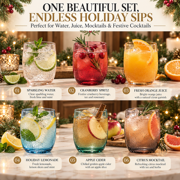 Tonal Recycled Mexican Lowball Tumbler Glassware, Set of 6
