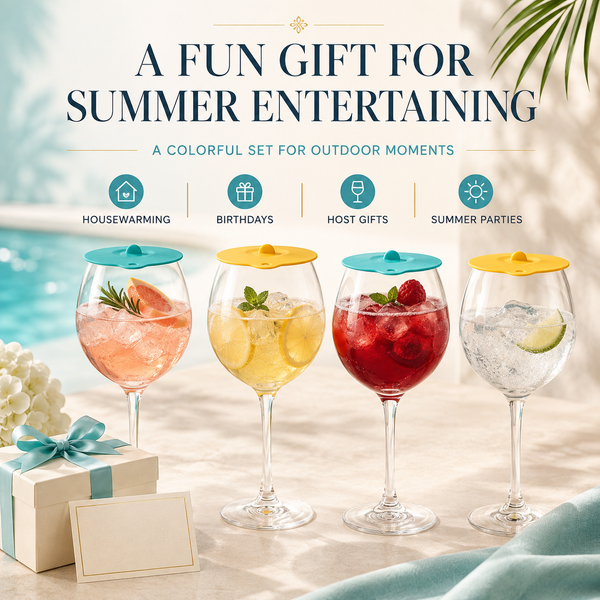 Floating Wine Glasses for Pool with Lids (Set of 4) – 21oz