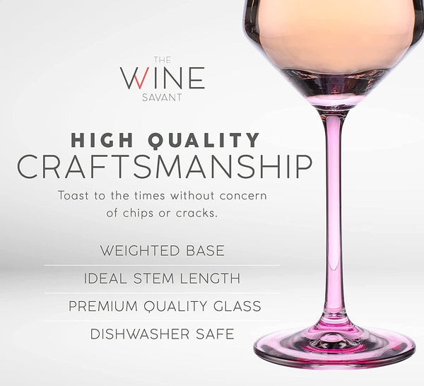 Colored Crystal Wine Glass Set of 6, Large Stemmed 12 oz Glasses, Great for all Occasions & Special Celebrations Unique Italian Style Tall Drinkware for Red & White Wine, Water Dinner, Color Glassware