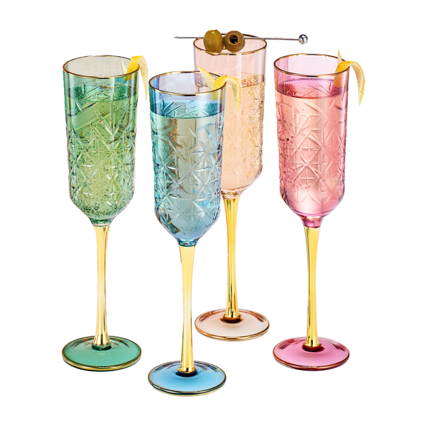 Duomo Champagne Flute Glassware, Set of 4
