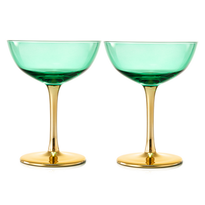 Deco Champagne Coupe Cocktail Glassware, Set of 2
