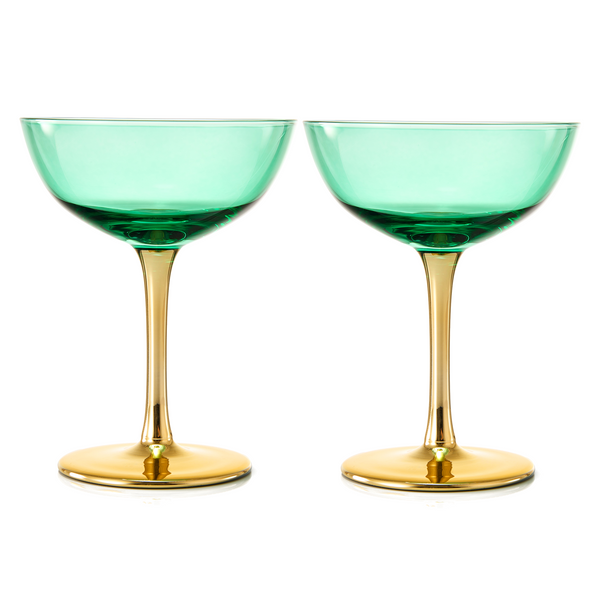 Deco Champagne Coupe Cocktail Glassware, Set of 4