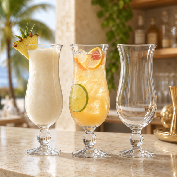 Hurricane Glassware Set of 6, Clear Glass Drinkware