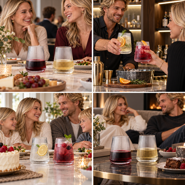 Como Stemless Wine Glassware, Set of 2