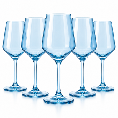 Blue Wine Glasses Set of 6-12 oz - Dark Blue