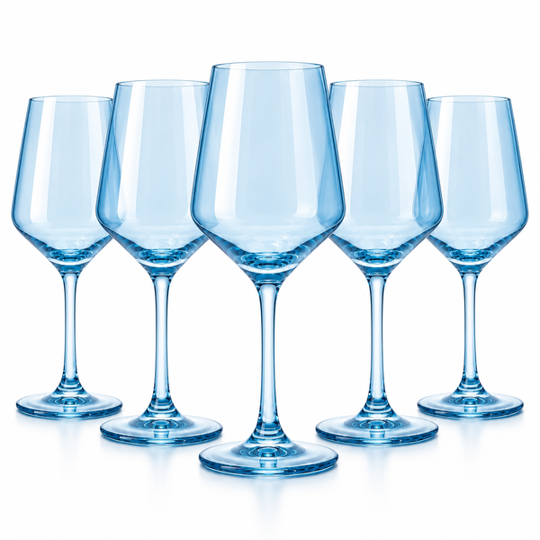 Blue Wine Glasses Set of 6-12 oz - Dark Blue