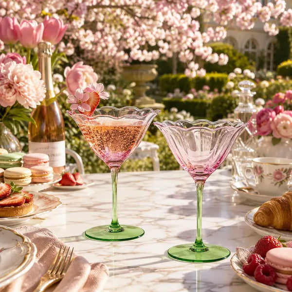 Fiore Champagne Coupe Cocktail Glassware, Set of 2