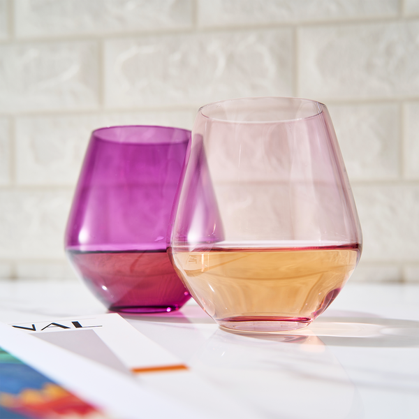 Flora Stemless Wine Glassware, Set of 2