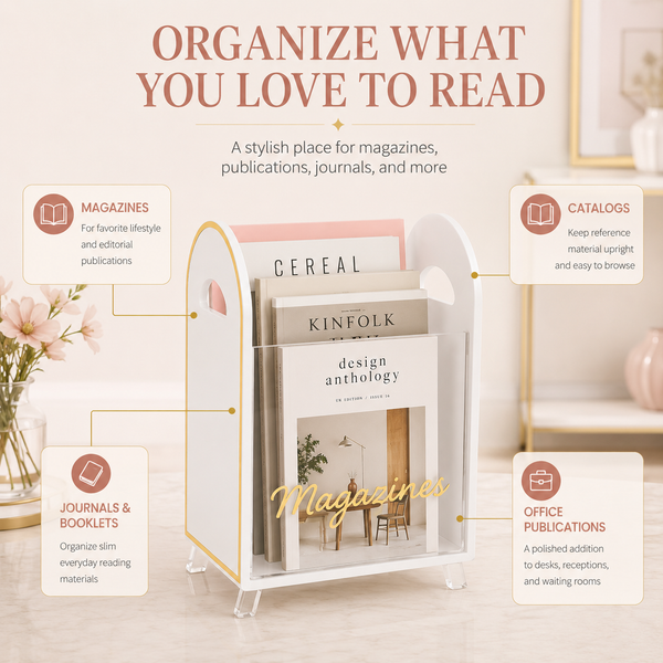 Khen Acrylic Magazine Holder with Gold Trim - 12.40