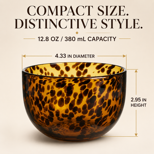 Amber Tortoise Shell Glass Bowls Set of 4 | 4.3” - 12.8oz
