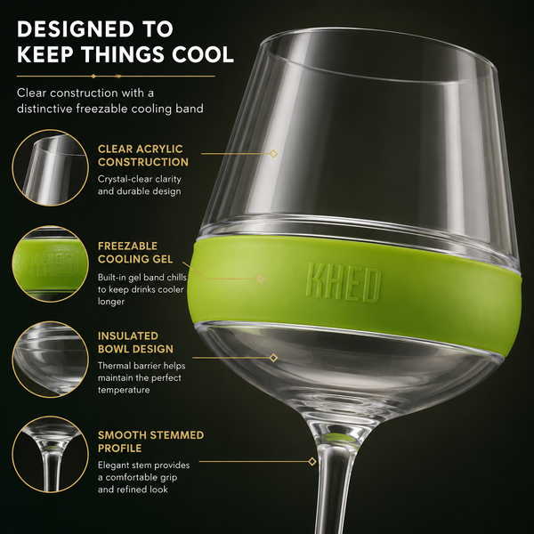 Stemmed Acrylic Cooling Wine  Glasses 14oz | Set of 2 | Green