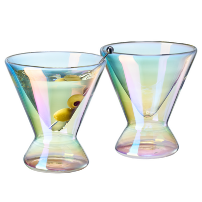 Pearl Double-Wall Martini Cocktail Glassware, Set of 2