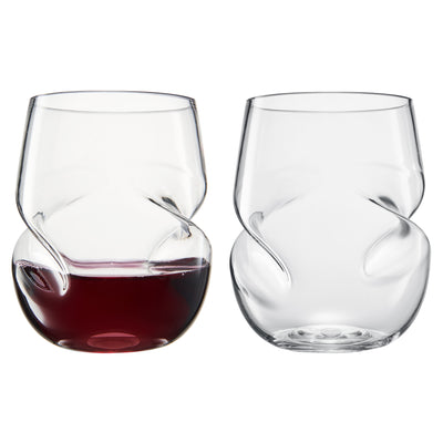 Barcelona Acrylic Stemless Finger-Indent Wine Glassware, Set of 2