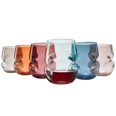 Eze Acrylic Stemless Finger-Indent Wine Glassware, Set of 6