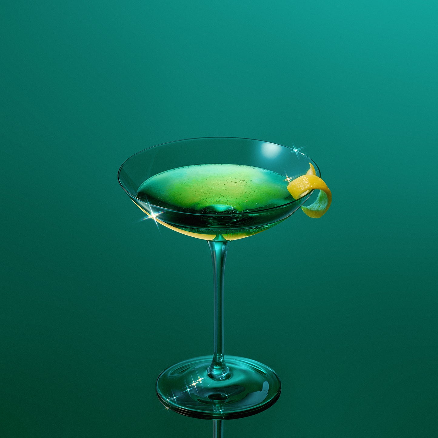 Corse Coupe Cocktail Glassware, Set of 2, Teal