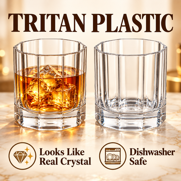 Acrylic Clear Faceted Tumbler Set of 2