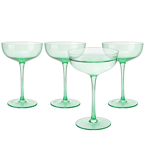 Vicolo Coupe Cocktail Glassware, Set of 4, Green