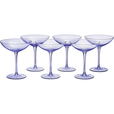 Corso Champagne Coupe Cocktail Glassware, Set of 6, Purple