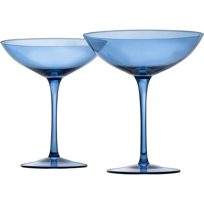 Corso Champagne Coupe Cocktail Glassware, Set of 2, Blue