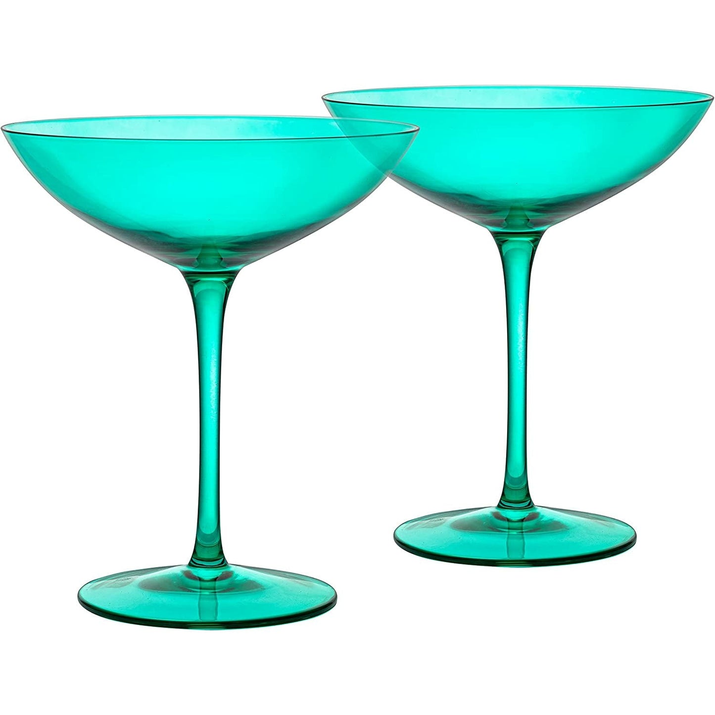 Corse Coupe Cocktail Glassware, Set of 2, Teal
