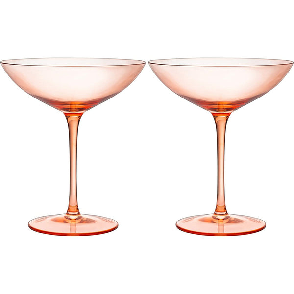 Corso Champagne Coupe Cocktail Glassware, Set of 2, Orange