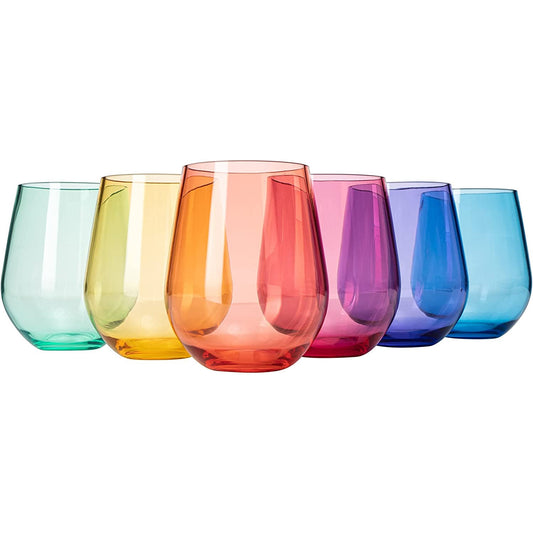 Madrid Stemless Wine Glassware, Unbreakable Acrylic, Set of 6