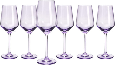 Rhea Stemmed Wine Glassware, Set of 6, Purple