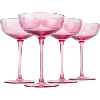 Vicolo Champagne Coupe, Cocktail Glassware, Set of 4, Rose