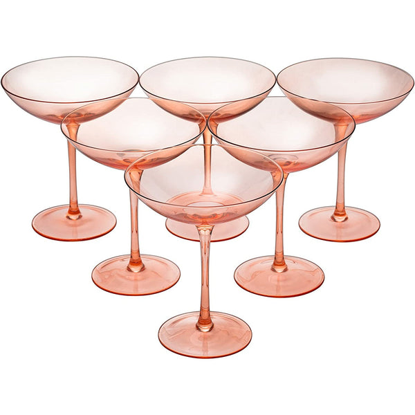 Corso Champagne Coupe Cocktail Glassware, Set of 6, Orange