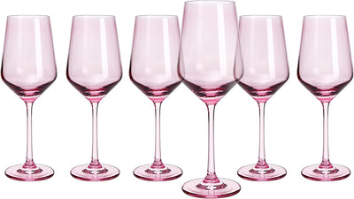 Rhea Stemmed Wine Glassware, Set of 6, Blush Pink
