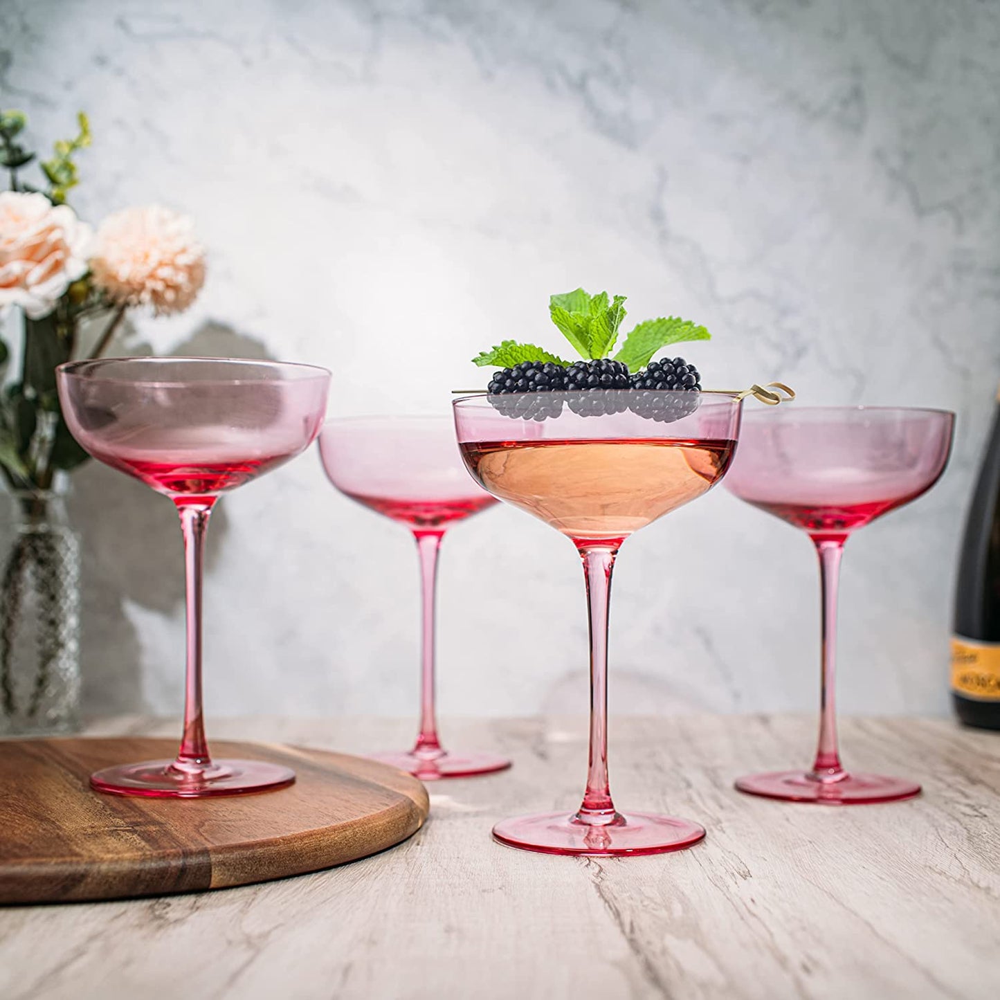 Vicolo Coupe Cocktail Glassware, Set of 4, Rose