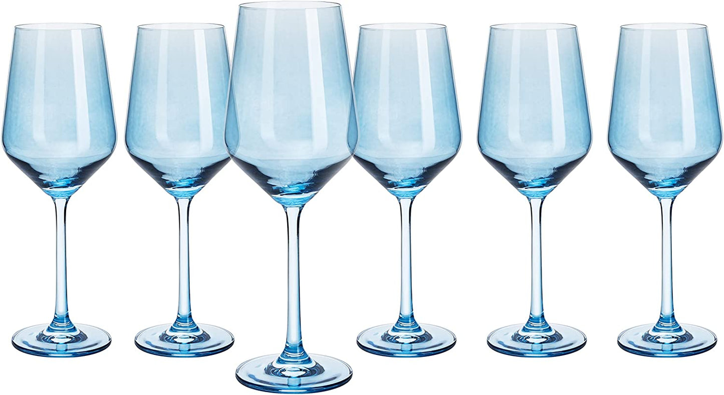 Rhea Wine Glassware, Set of 6, Blue